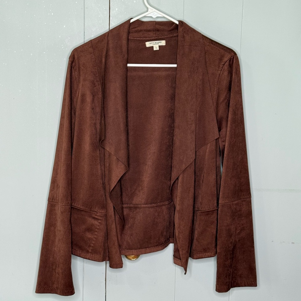 Max Studio Faux Suede Open Front Jacket Blazer